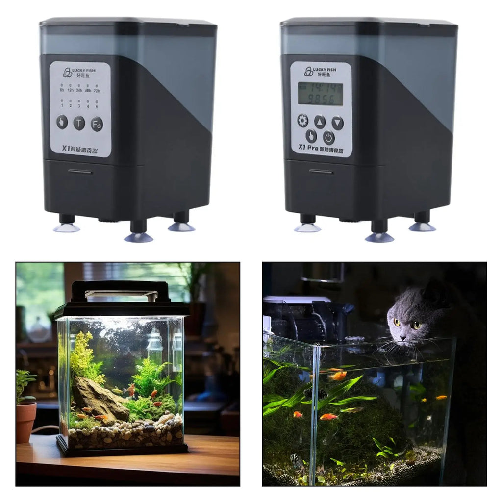 Automatic Fish Feeder Large Capacity Waterproof Timer Feeding Clear Zpaxo