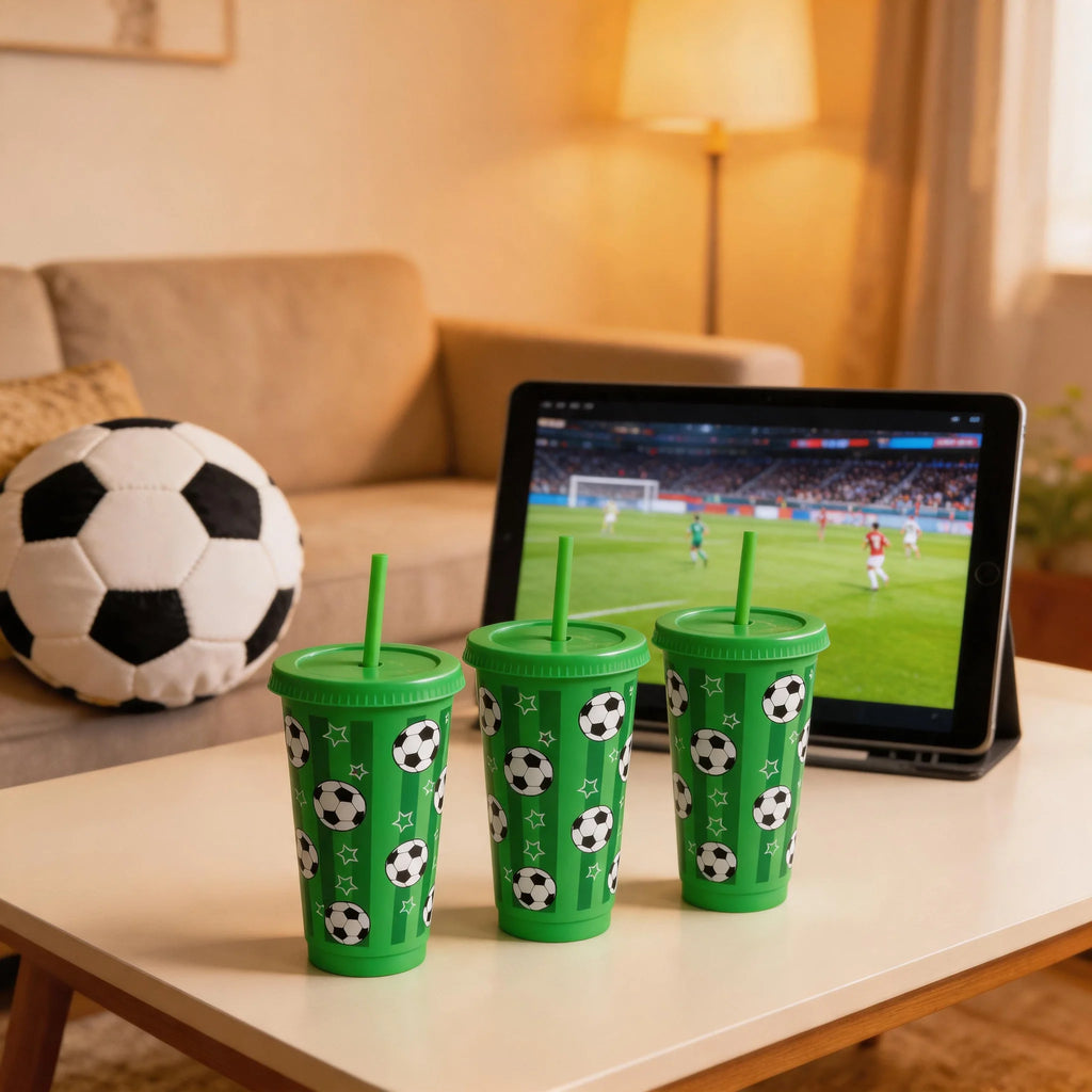 24oz Football-Shaped Reusable Tumbler Cups – 6 or 12 Pack