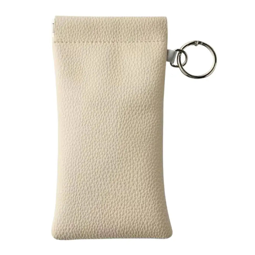 PU Leather Sunglasses Pouch with Keyring | Soft Eyeglass Case Eyeglass Pouch Case Zpaxo White