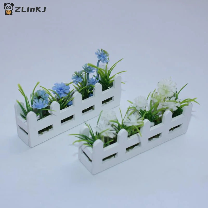 ▶1/12 Dollhouse Simulation Flower Potted Model Mini Garden Decoration Dolls House Micro Landscape Ornament Zpaxo