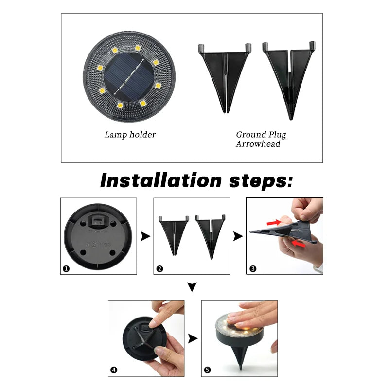 IP68 Waterproof LED Outdoor Solar Power Ground Light Lighting Control Zpaxo