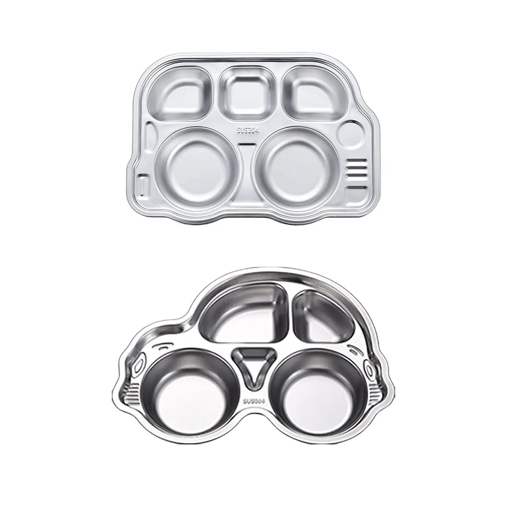 Kids Stainless Steel Divided Meal Tray | Unbreakable Compartment Plate Kids Divided Plate Zpaxo