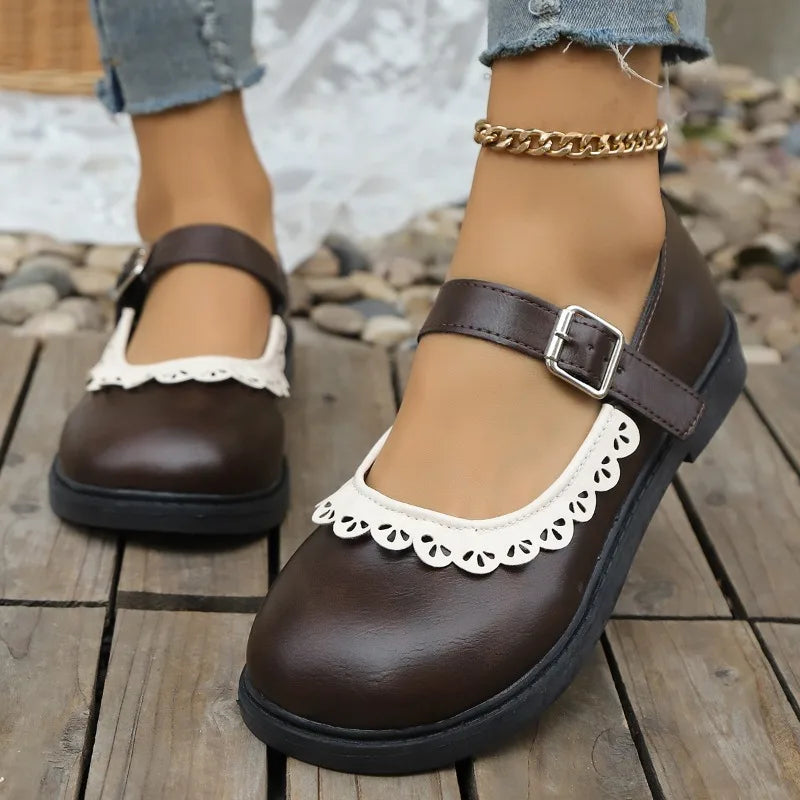 2026 Spring Autumn Women's Round Closed Toe Comfortable Vintage Zpaxo