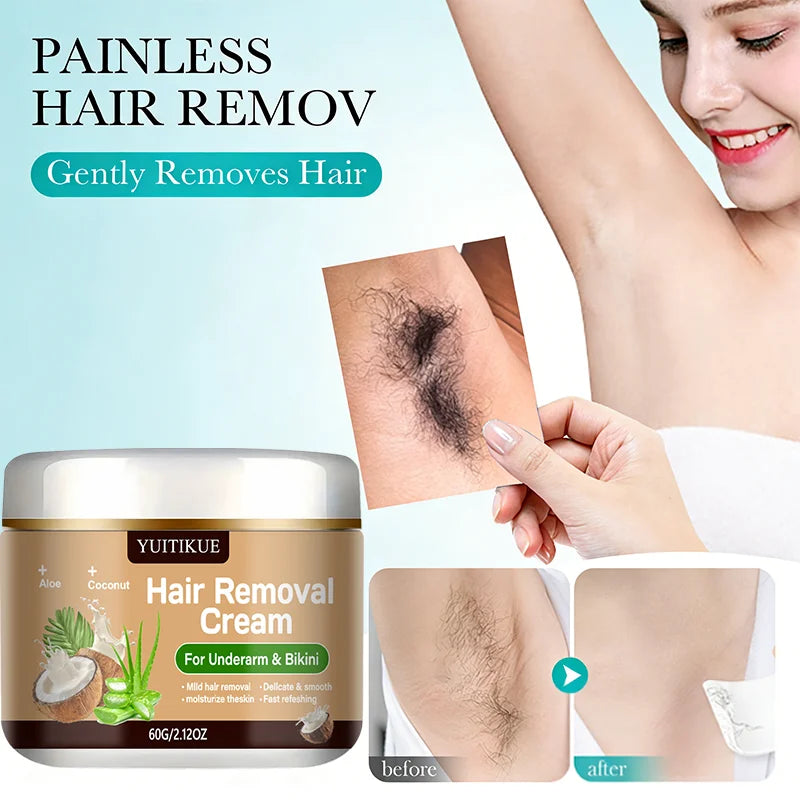 YUITIKUE Hair Removal Cream – Coconut & Aloe Vera, 60g Hair Removal Cream Zpaxo