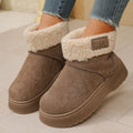 Women Ankle Boots Winter Fleece Lined Plush Cotton Shoes Fashionable Thick Bottom Short Snow Boots Women Casual Round Toe Shoes Zpaxo Brown 41