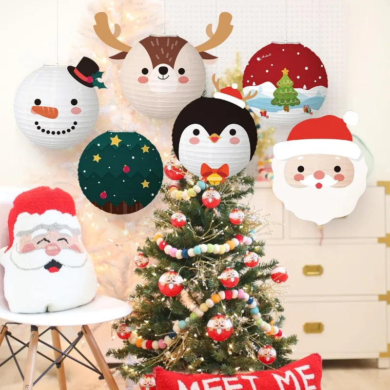 6-piece Christmas Paper Lantern DIY Decoration Lanterns Cartoon