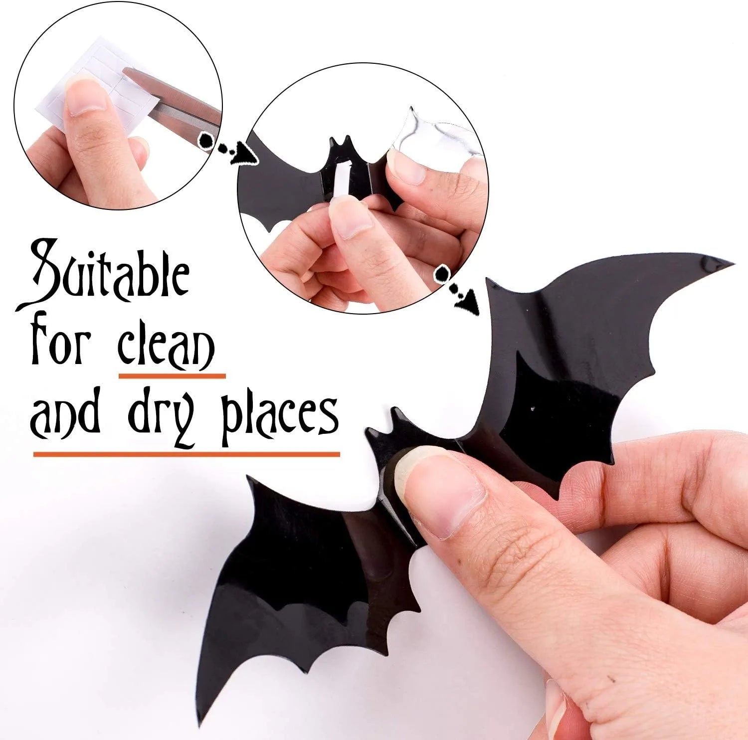 Black Bat 3D Wall Stickers Home Room Decoration Party Door Window