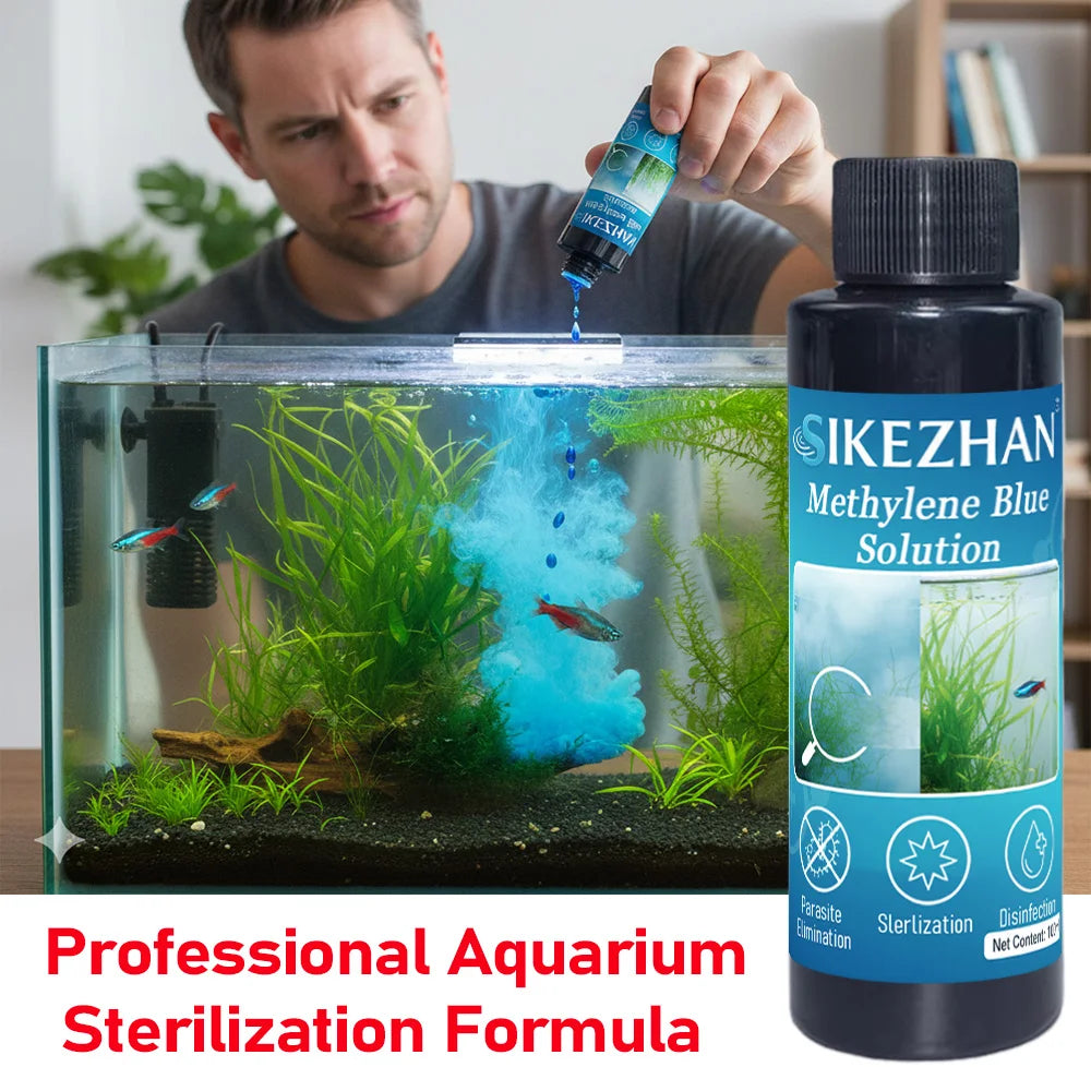 101ml Methylene Blue Solution Ornamental Fish for Aquarium Removal of White Spots and Fish Disease Medicine Koi Goldfish Betta Zpaxo