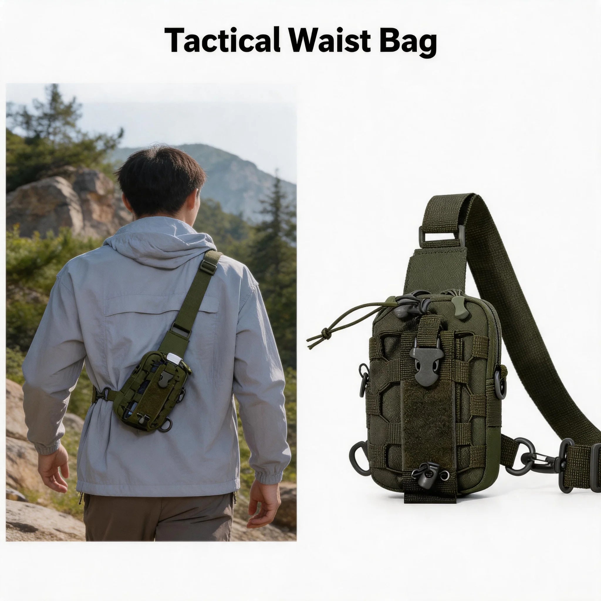 Tactical Waist Bag – Crossbody Chest & Water Bottle Carrier