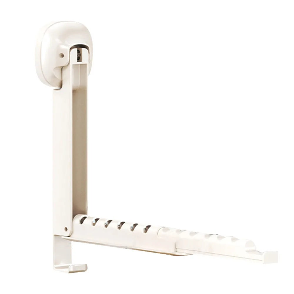 Antislip FoldableClothes Drying Rack Multifunctional Space-Saving Clothes Hanger Rod No Punching Retractable Drying Rack Home Zpaxo White A