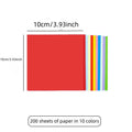 200pcs 10-Color Mixed Square Origami Paper, Handcrafted Colorful Paper for Origami & Paper Cutting, 10 Vibrant Shades Zpaxo 200Sheet