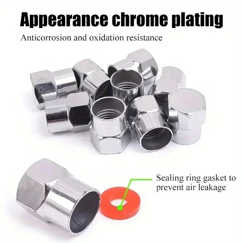 40-Pack Chrome Tire Valve Stem Caps with O-Ring – Universal Fit
