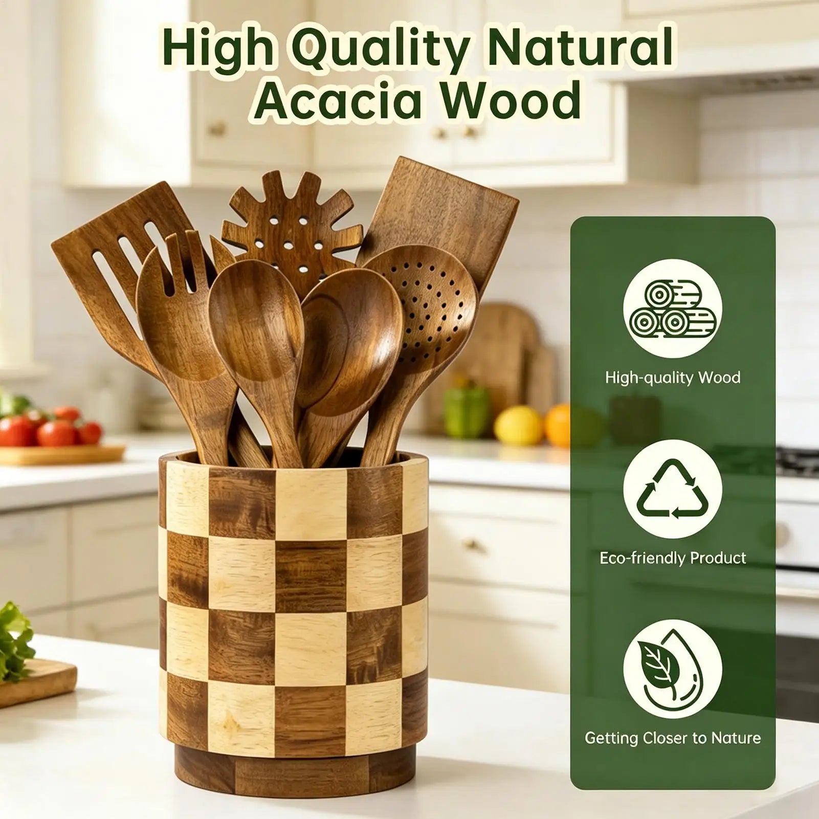 Utensil Holder 360 Degree Rotating Cutlery Storage Spatulas Organizer