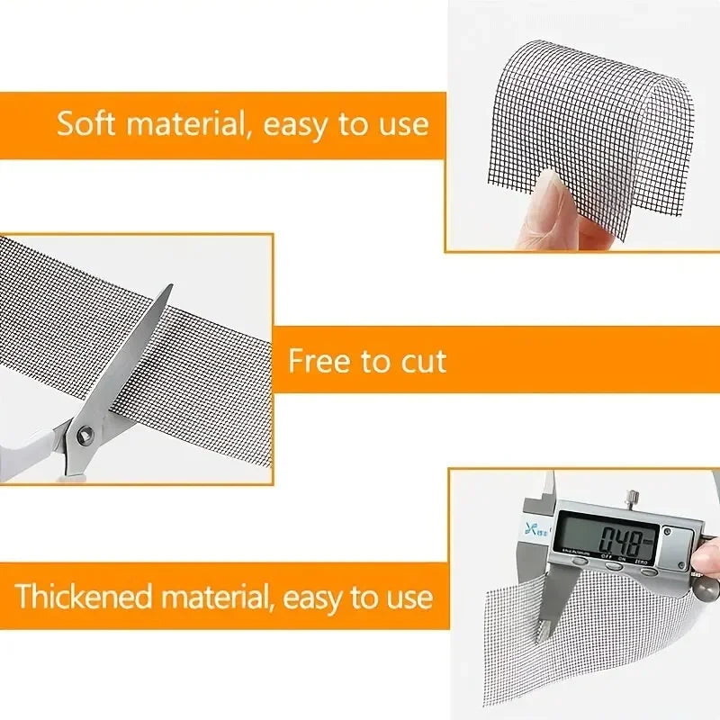 Window Screen Repair Tape Self Adhesive Mesh Tape Net Door Fix Patch Anti Insect Mosquito Mesh Broken Holes Repairing Zpaxo