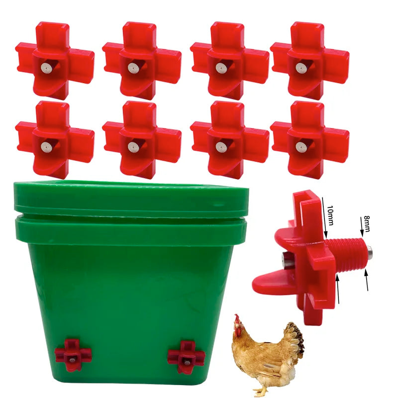 5 Chicken Feeder Nipples Cross 360 Angle Automatic Water Drinking