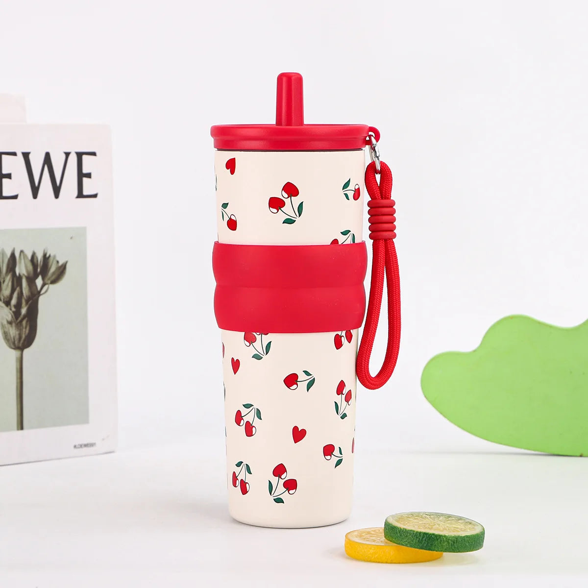 Stainless Steel 710ML Insulated Cup for Boys and Girls, Portable Cooling Ice Cream King Cup, Outdoor with Lifting Rope Straw Cup Zpaxo Red 710ml