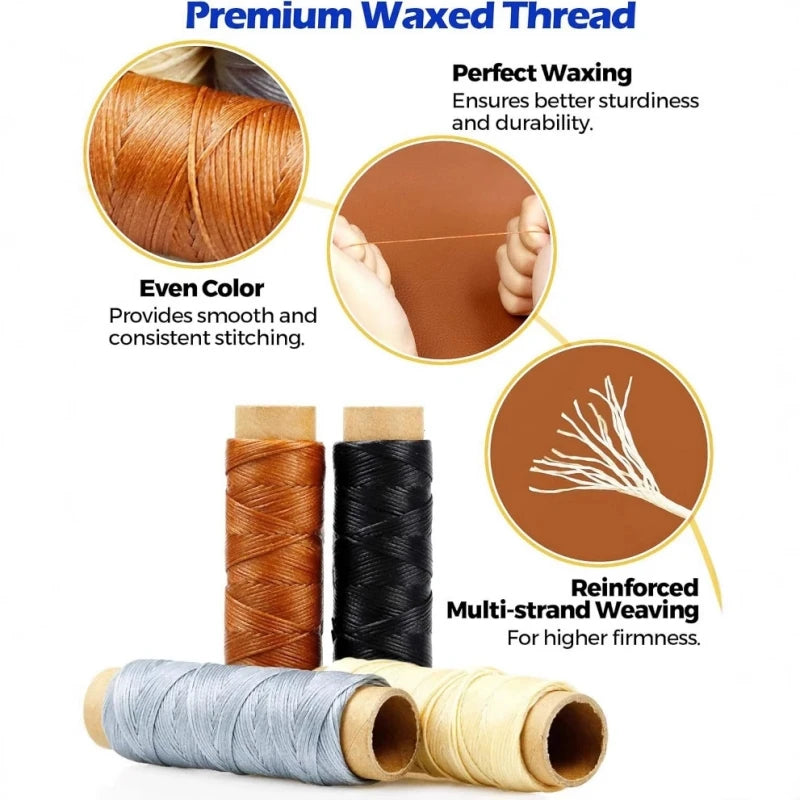 orange Leather Sewing Kit, Leather Stitching Kit with Sewing Awl, Needles, Waxed Thread, Upholstery Repair Kit, Sewing Tools Zpaxo