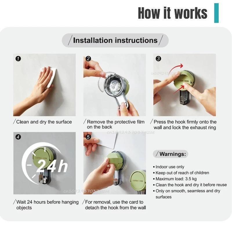 Vacuum Suction Hook Traceless No-Drilling Strong Hold Reusable Waterproof for Bathroom Kitchen Office Door Back Toilet Area Zpaxo