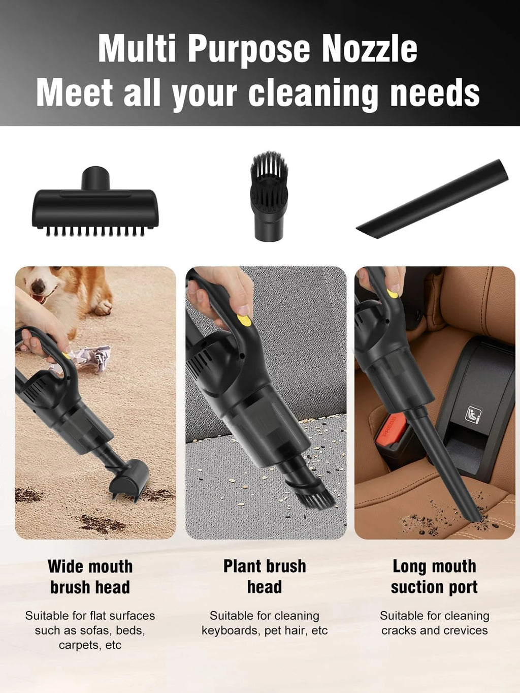 Portable Wireless Car Vacuum Cleaner Chargeable 120W High Power Vacuum Cleaner for Home and Car Dual Use Mini Cleaning Machine Zpaxo