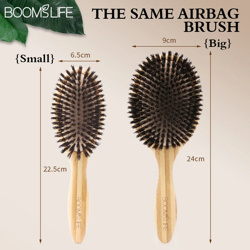 Soft Boar Bristle Bamboo Hair Brush Women Massage Scalp Wood Comb for Hair Beauty Barber Accessories Cepillo Para Cabello Zpaxo