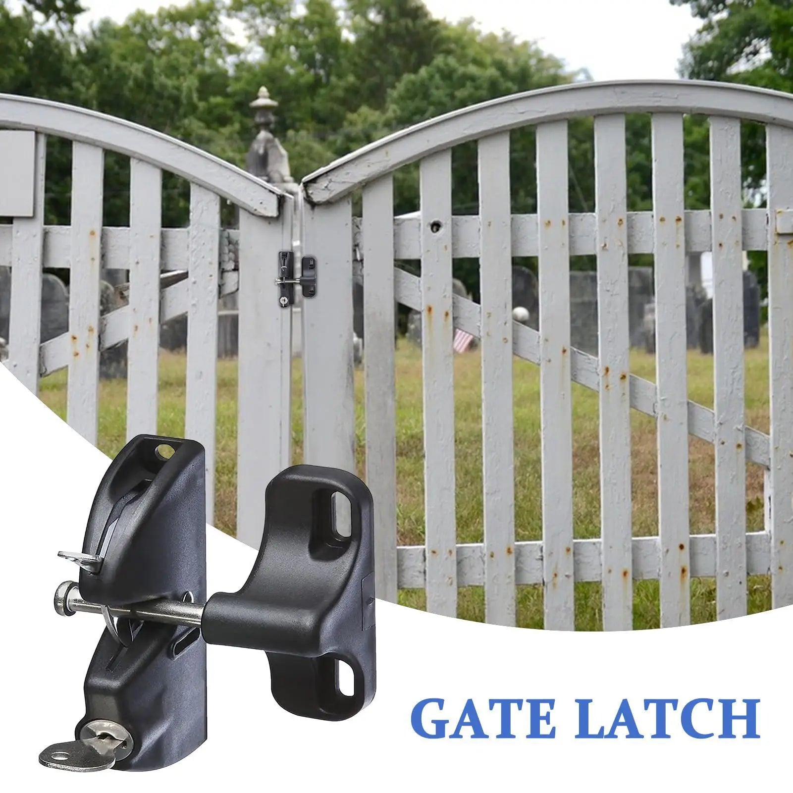 Gate Latch Automatic Locking Gate Lock Secure Latch with 2 Keys for Wooden Metal Door Barn Farm Livestock Enclosure Garden Patio Zpaxo