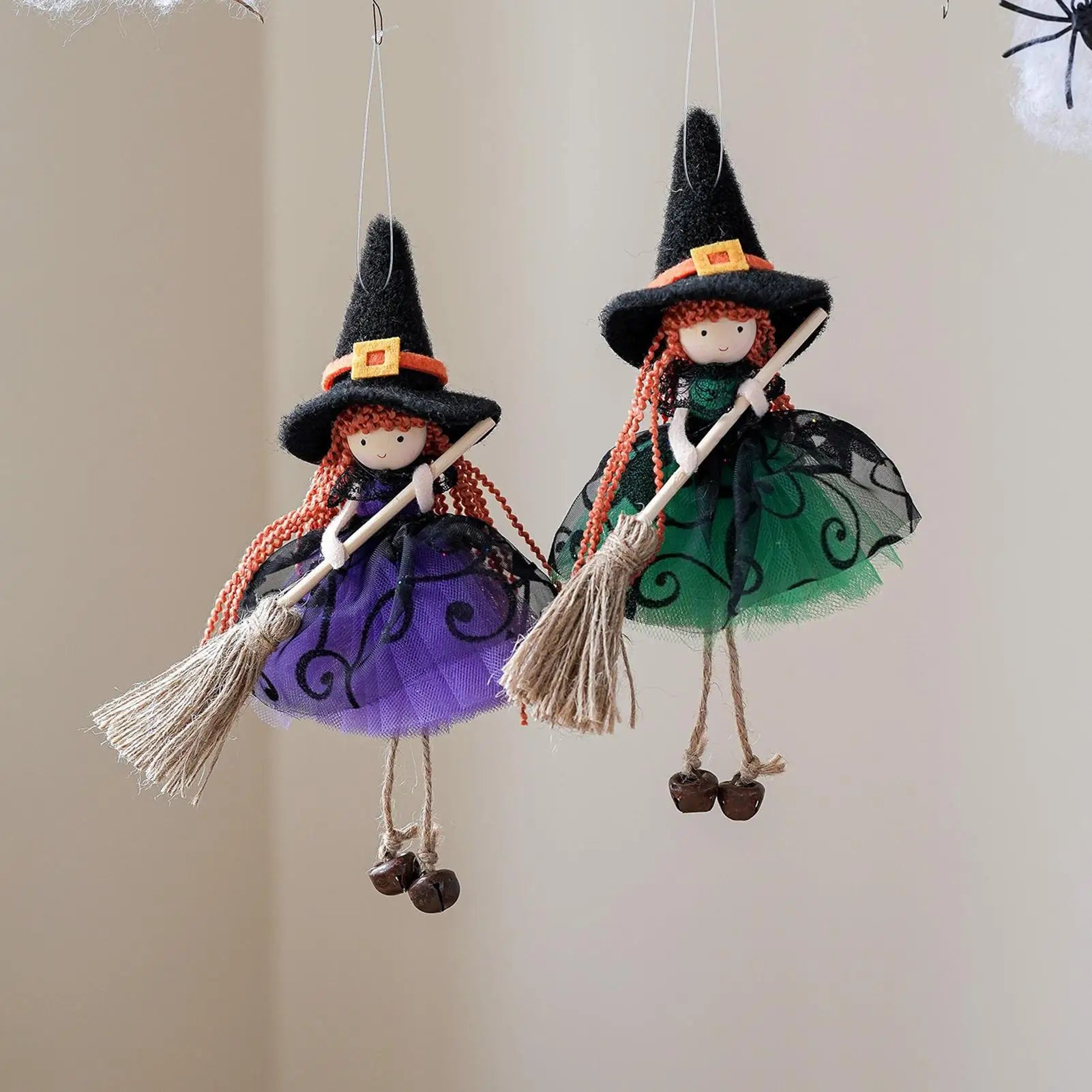 Halloween Witch Doll Hangable Kitchen Decor Broom Ornament Spooky