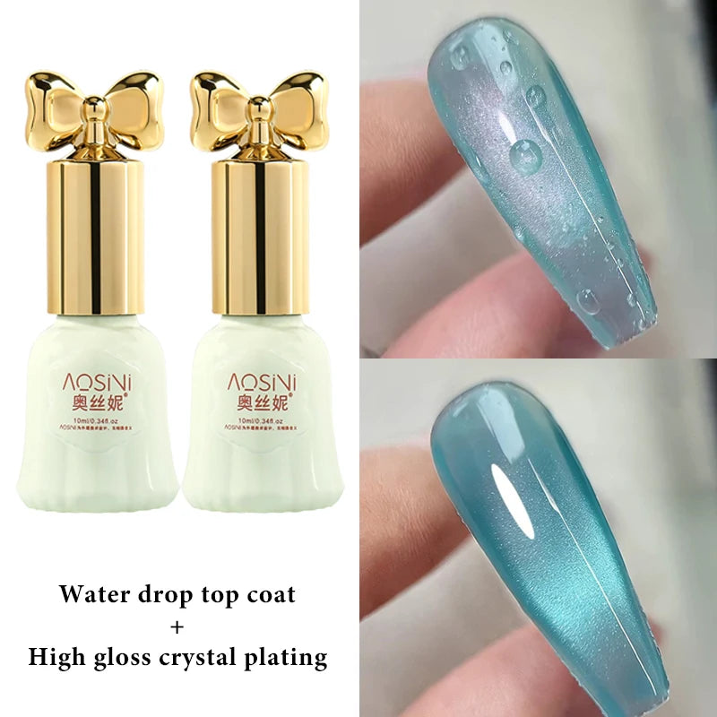 New Clear Top Water Drops Non Wipe Gel Nail Polish Clear Versatile 3D Water Droplet Effect UV LED High Shine Glossy Nail Gel Zpaxo B01 and B02