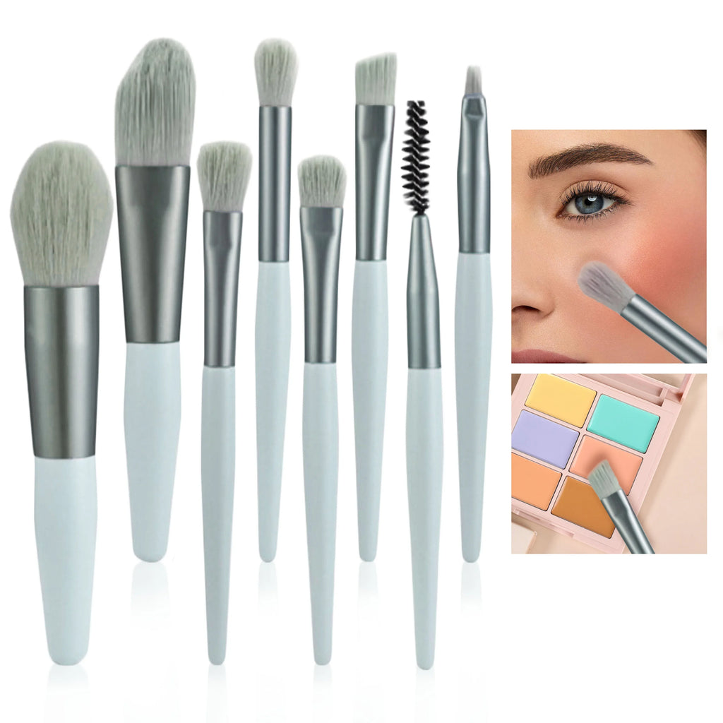 8pcs Makeup Brush Set for Face Loose Powder Blush Concealer Eyeshadow Radiant Look for Christmas Parties Travel-Friendly Design Zpaxo