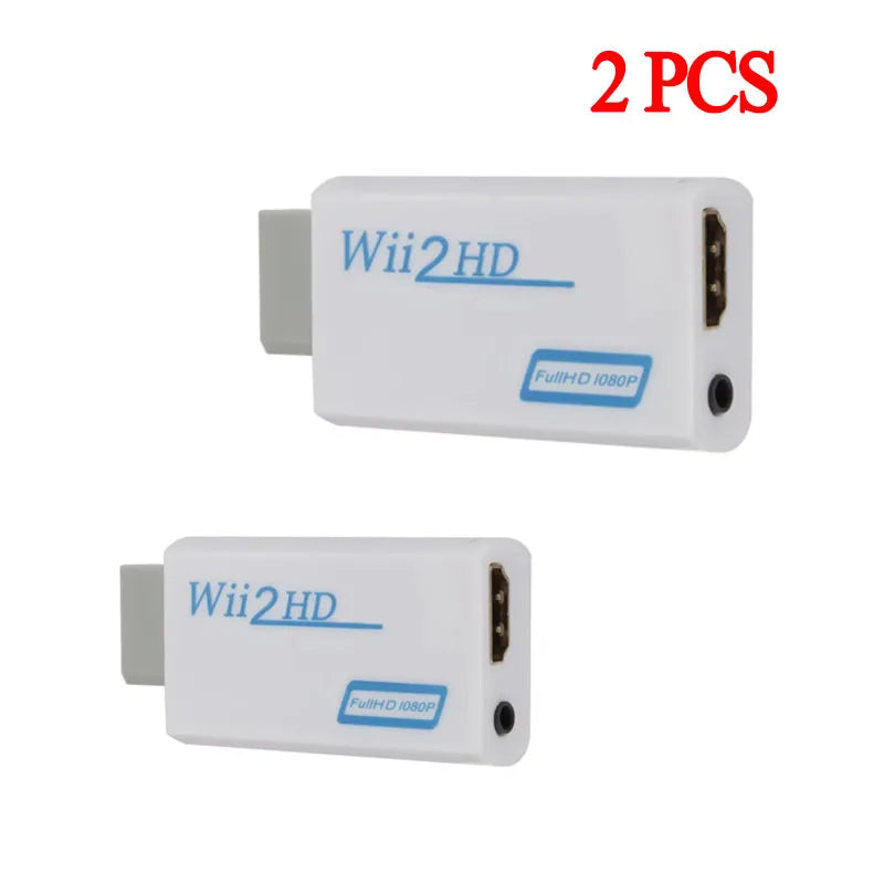 Wii HDMI-Compatible Converter 1080P Full HD Adapter Connector Video Zpaxo 2PCS White