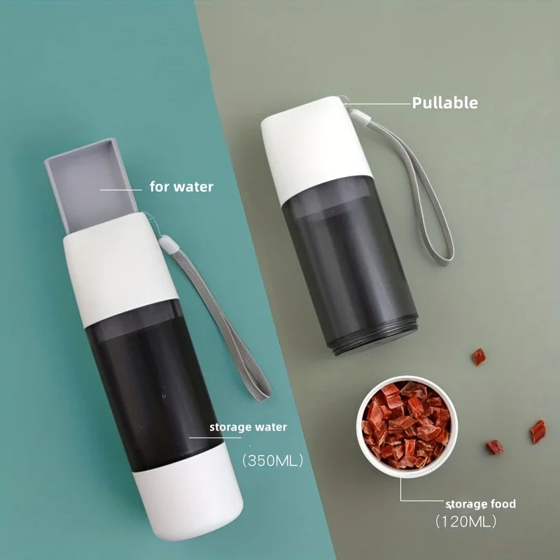 Portable Dog Water Bottle Travel Cup 2-in-1 Outdoor Drinking Feeding