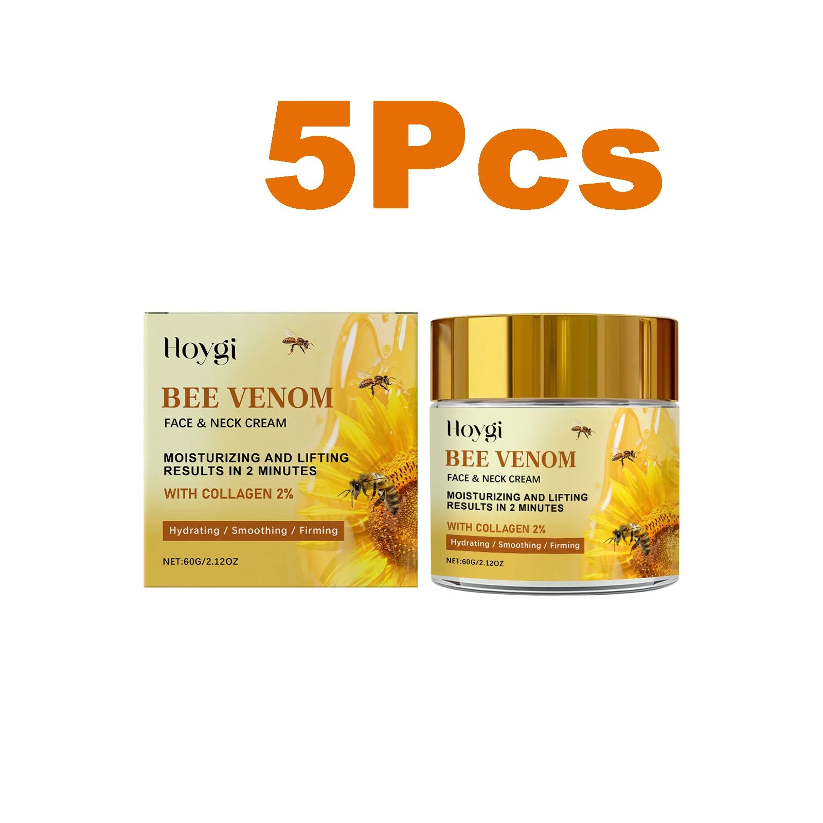 Hoygi Bee Venom Firming Cream – Anti-Aging Face & Neck Anti-Aging Face Cream Zpaxo 5 x 60g Boxed