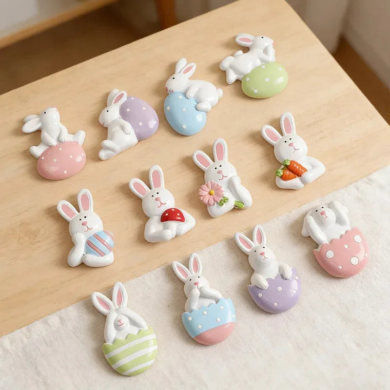 Easter Bunny Fridge Magnets 4-Piece Creative Resin Cartoon Wall Decor
