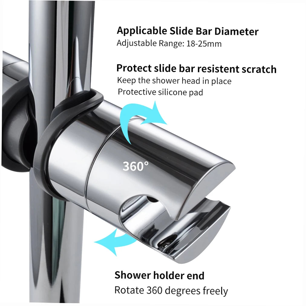 Shower Head Holder 18-25MM Diameter Adjustable Hand Shower Bracket for Slide Bar Polished Chrome Replacement Handheld Zpaxo