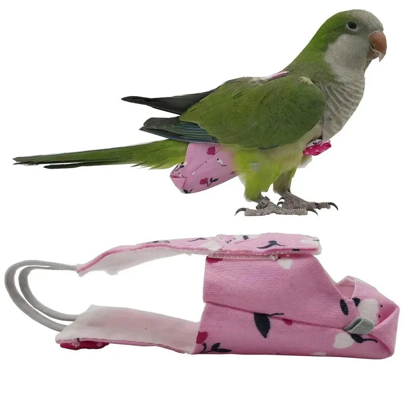 Washable Parrot Diaper Flight Suit Colorful Fruit Floral Print Bird
