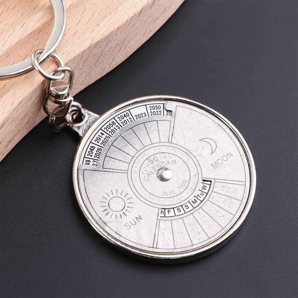 Compass Gift Silver 2010 To 2060 Creative 3D Perpetual Calendar Keyring Keychain 50 Years Zpaxo