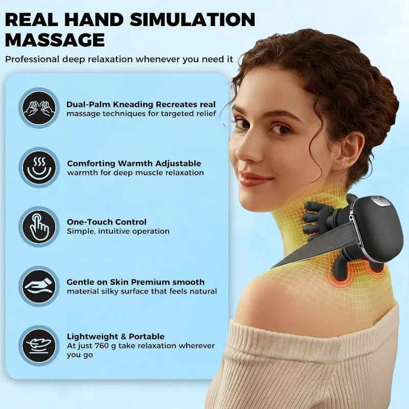 Black 4D Bionic Finger Neck Shoulder Massager Trapezius Cervical