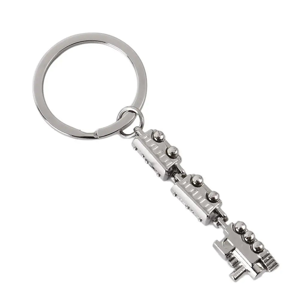 Train Model Mini Train Model Alloy Keychain Metal Movable Joint Movable Joint Train Keyring Alloy Creative Train Model Keychain Zpaxo silver