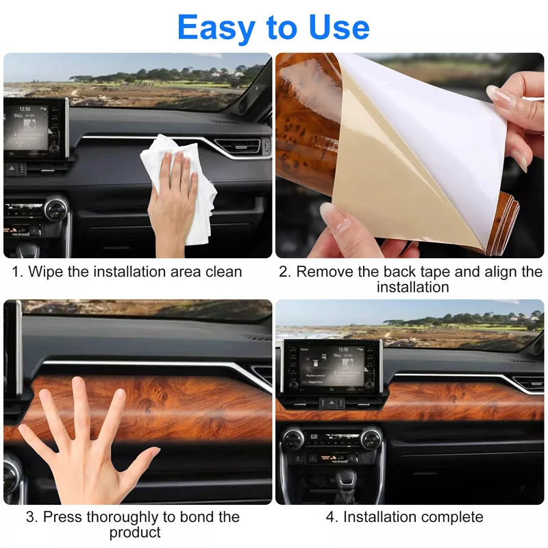 Glossy Car Sticker Waterproof Internal Adhesive DIY Film Wood Grain