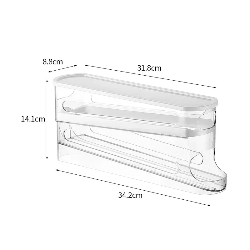 2-Tier Automatic Rolling Egg Dispenser Stair-style Storage Organizer