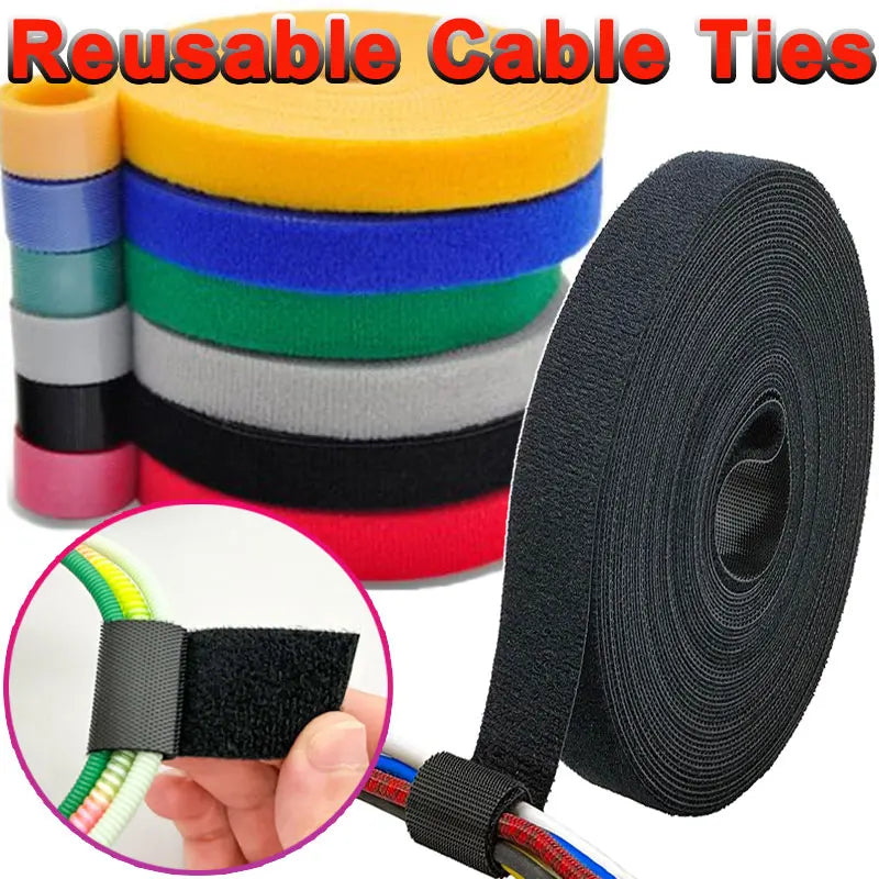 5Meter Reusable Fastening Tape Cable Ties Wrap Double Sided Zpaxo
