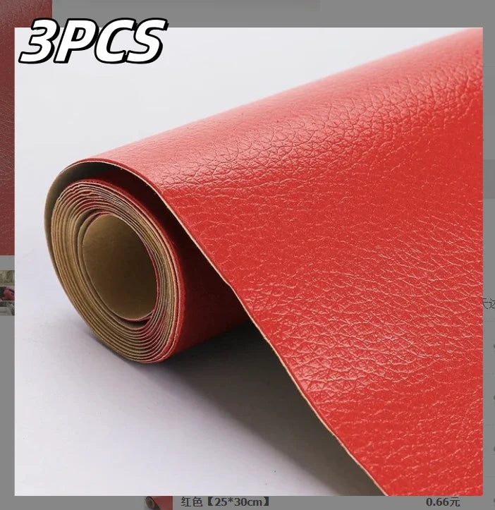 25x60CM Self Adhesive PU Leather Repair Patch Patches Furniture Car Zpaxo Red-3PCS 25x30cm