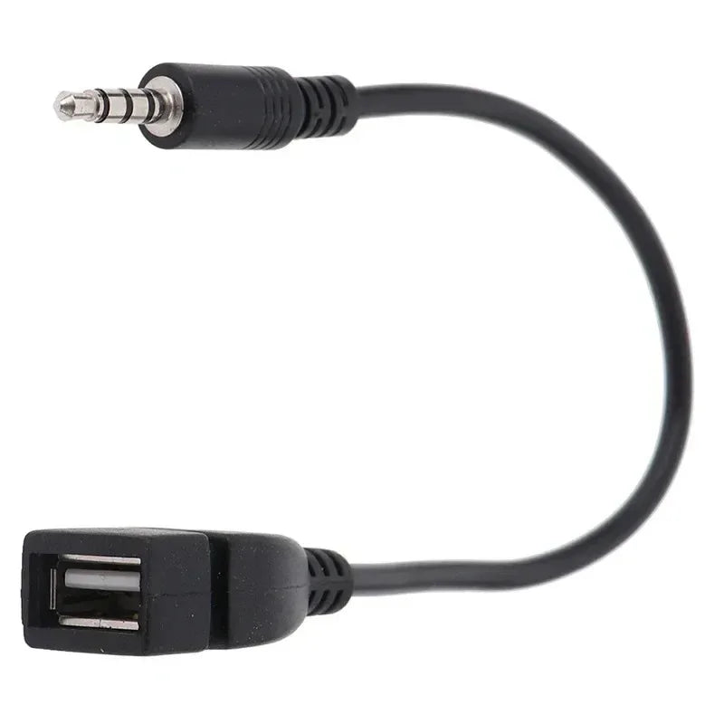 USB Female to 3.5mm AUX Adapter Cable for Car Audio & MP3