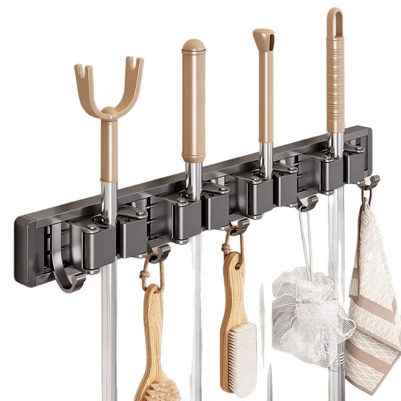Broom Organizer Mop Gun Gray Hook, No-drill, Strong Adhesive, Wall-mounted, Bathroom Towel, Wall-mounted, Kitchen Clothes Hook Zpaxo
