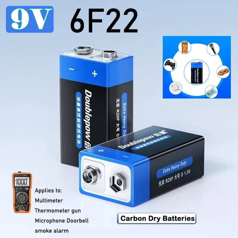 Brand New Original 1-10PCS 9V 6F22 Disposable Battery 9V6F22 Square Cell Multimeter Alarm Microphone Carbon 9Volt Dry Batteries Zpaxo