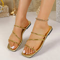 Women Slippers 2026 Elegant Round Toe Slippers Sexy Flat Casual Sandals Fashion Comfortable Plus Size Women Shoes Slides Women Zpaxo Gold 43