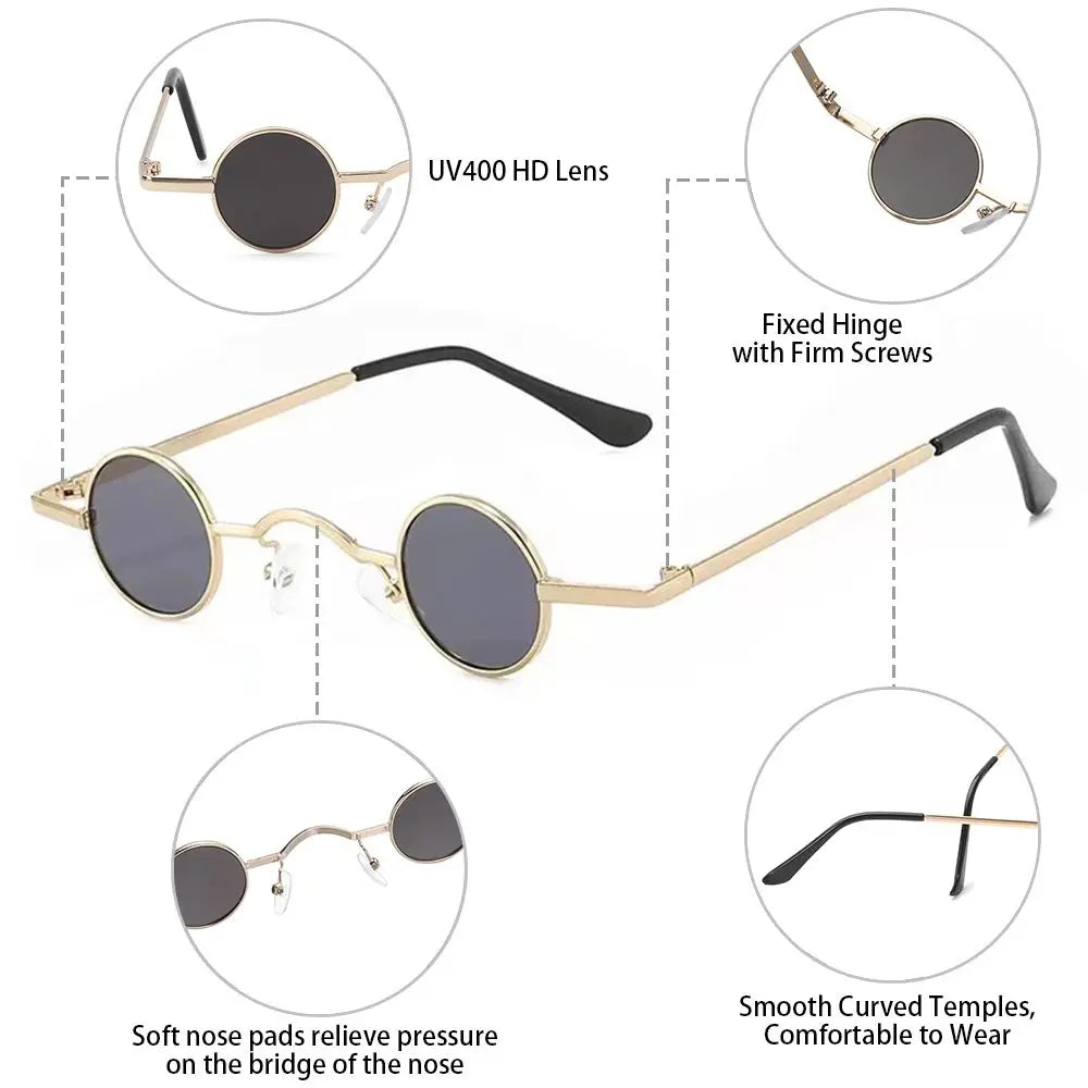 Retro Candy Color Metal Frame Punk Small Round Sunglasses Sun Glasses Shades Zpaxo