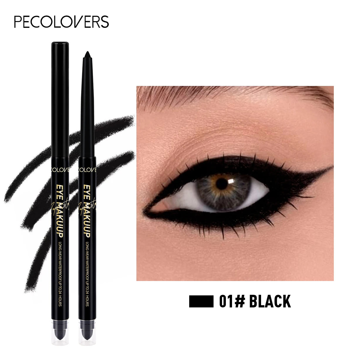 Waterproof Sweatproof Black Eyeliner Pencils Long Lasting Stain-proof Zpaxo 01