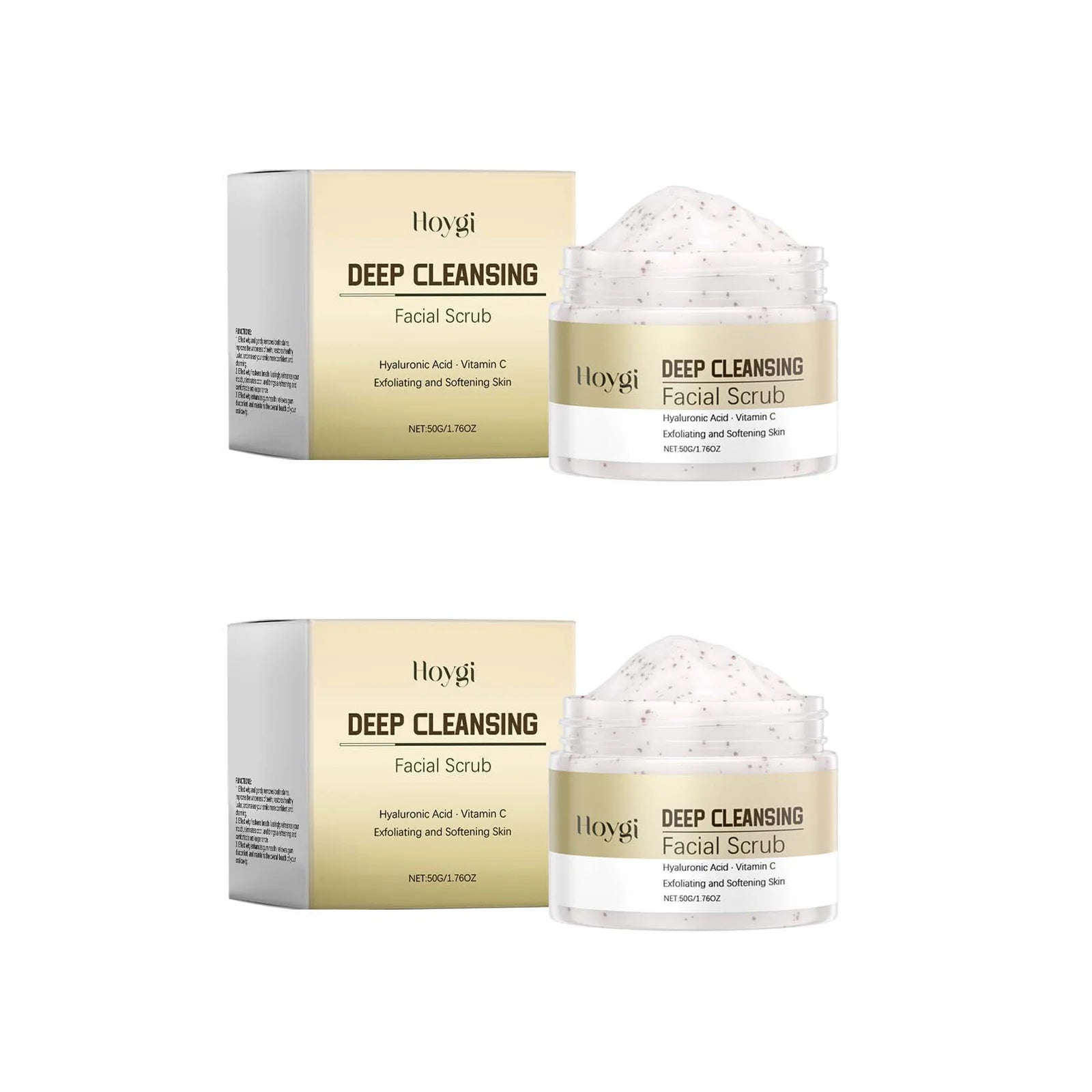 Hoygi Deep Cleansing Facial Scrub – Exfoliate & Refine Pores Facial Exfoliating Scrub Zpaxo 2 x 50g Boxed