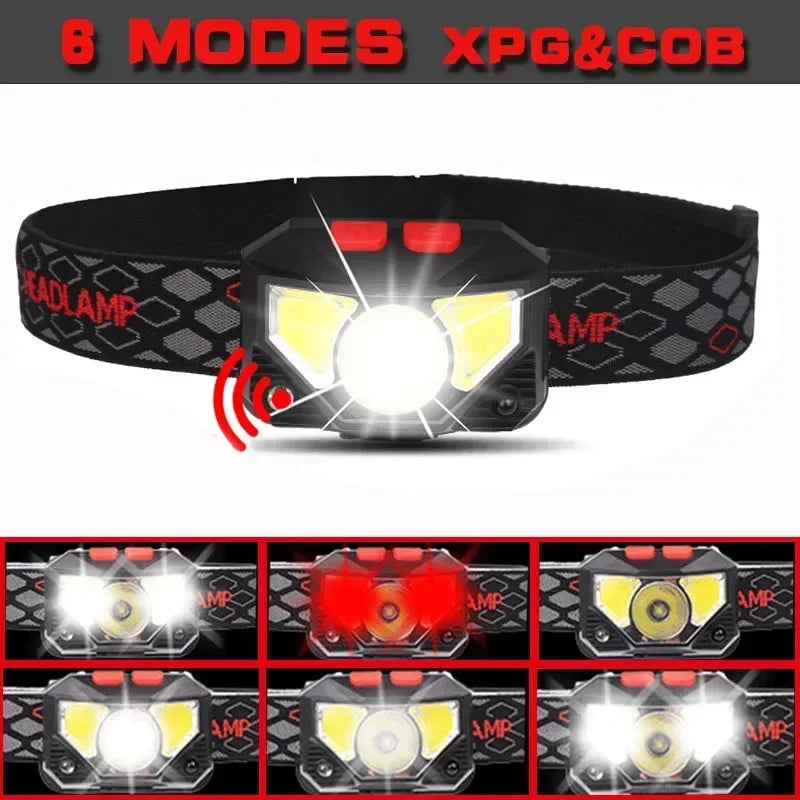 500LM LED Sensor Headlamp USB Rechargeable – Camping Fishing