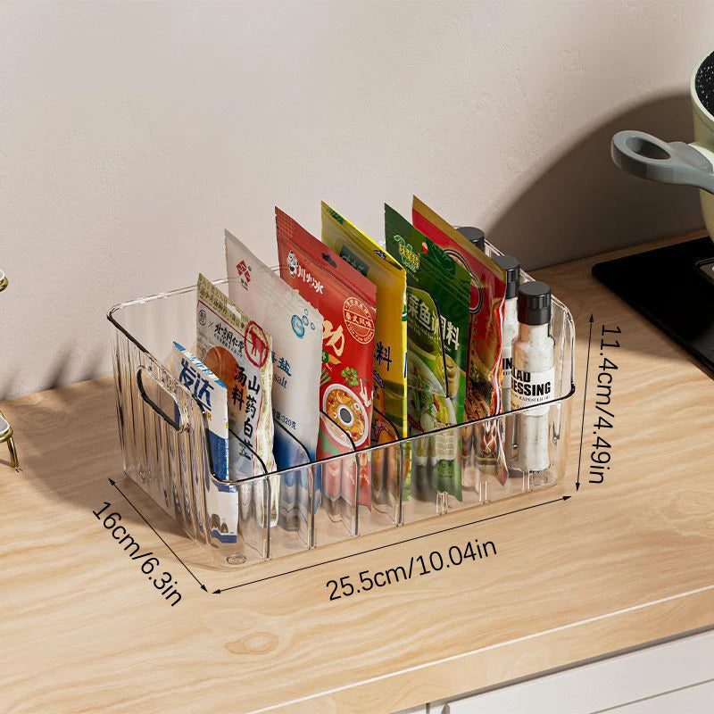 Refrigerator Organizer Bin Plastic Food Storage Tapes Books Seasoning